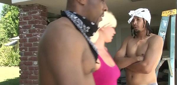  Petite blonde got banged by a group of a black guys